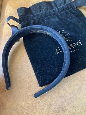 Alexandre De Paris Black Satin Headband With Pouch France 2.5cm