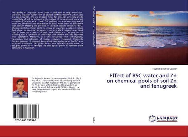 Rajendra Kumar Jakhar | Effect Of Rsc Water And Zn On Chemical Pools Of Soil...-image