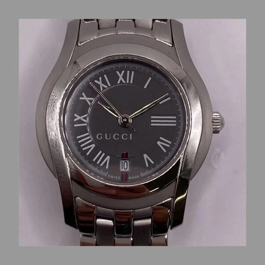 Orologio Gucci 5500L Quarzo Acciaio Inox Grigio 28mm 5 5cm