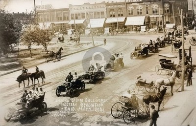 1908 Enid OK Railroaders Minor League Baseball Team Parade RPPC Postcard COPY
