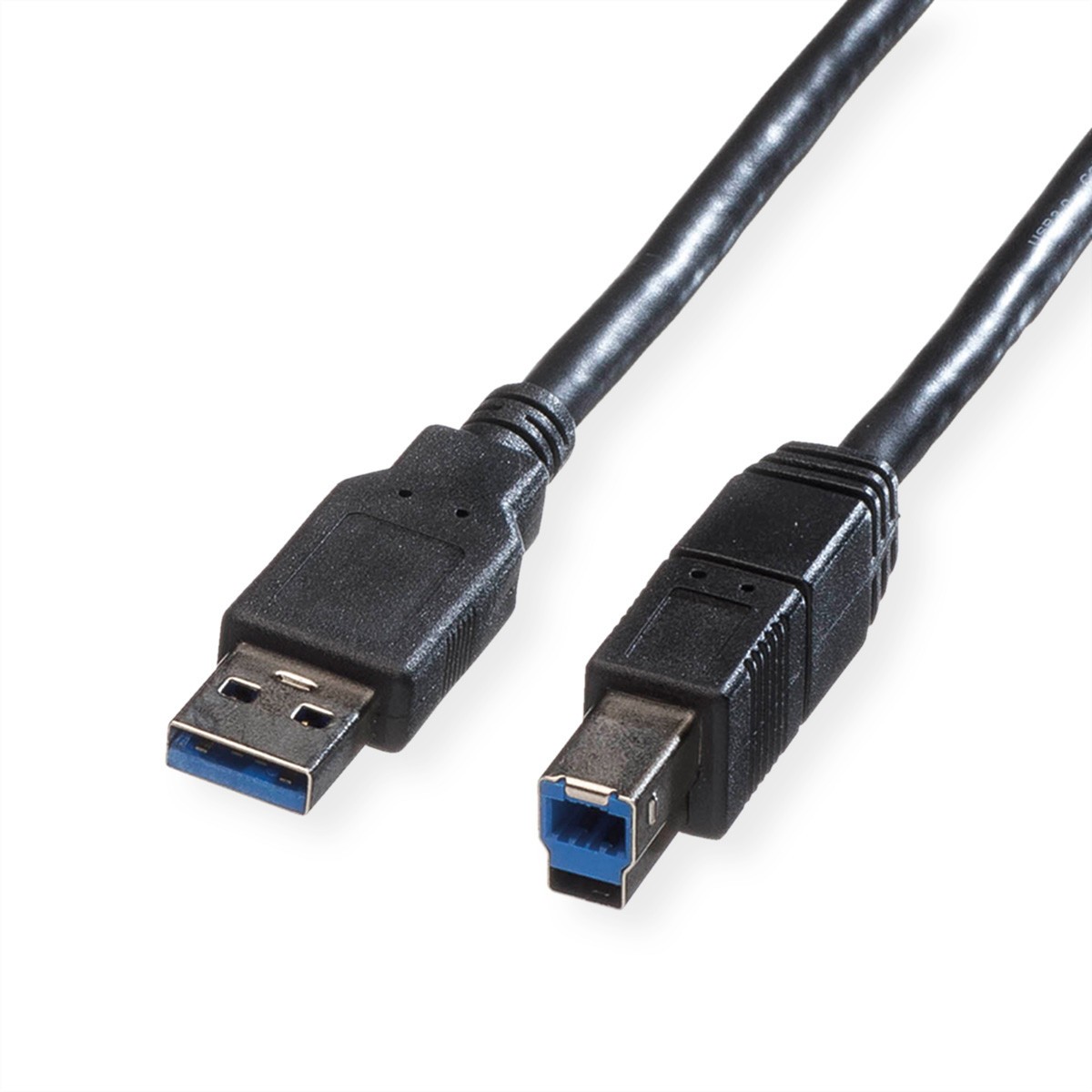 USB 3.2 Gen 1 Kabel, Typ A-B, schwarz, 0,8 m