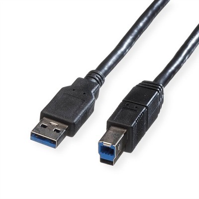 USB 3.2 Gen 1 Kabel, Typ A-B, schwarz, 0,8 m