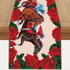 Linen Kentucky Derby Horse Racing Table Runner 72 Inches Table Runner13 x 72
