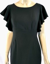 NWT Calvin Klein com Little Black Dress Pencil Sheath Flutter Fly Pockets Sz 6