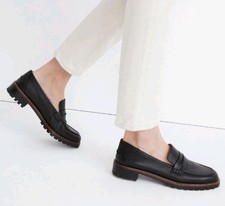 Y2K Madewell Corinne Leather Chunky Lugsole Penny Loafers Womens 6.5 BLK Classic