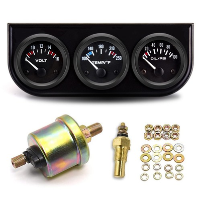 #ad 52MM 2quot; Triple Gauge Set Volt MeterWater TemperatureOil Pressure Meter S... $40.39