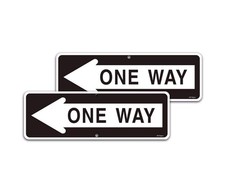 2 PCS One Way Arrow Left Traffic Sign 18x6 Inch .040 Reflective Aluminum Metal