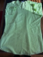Vtg Avon Womens 80's L Green Terry Cloth Swim Beach Pool Cover Up Pockets Robe