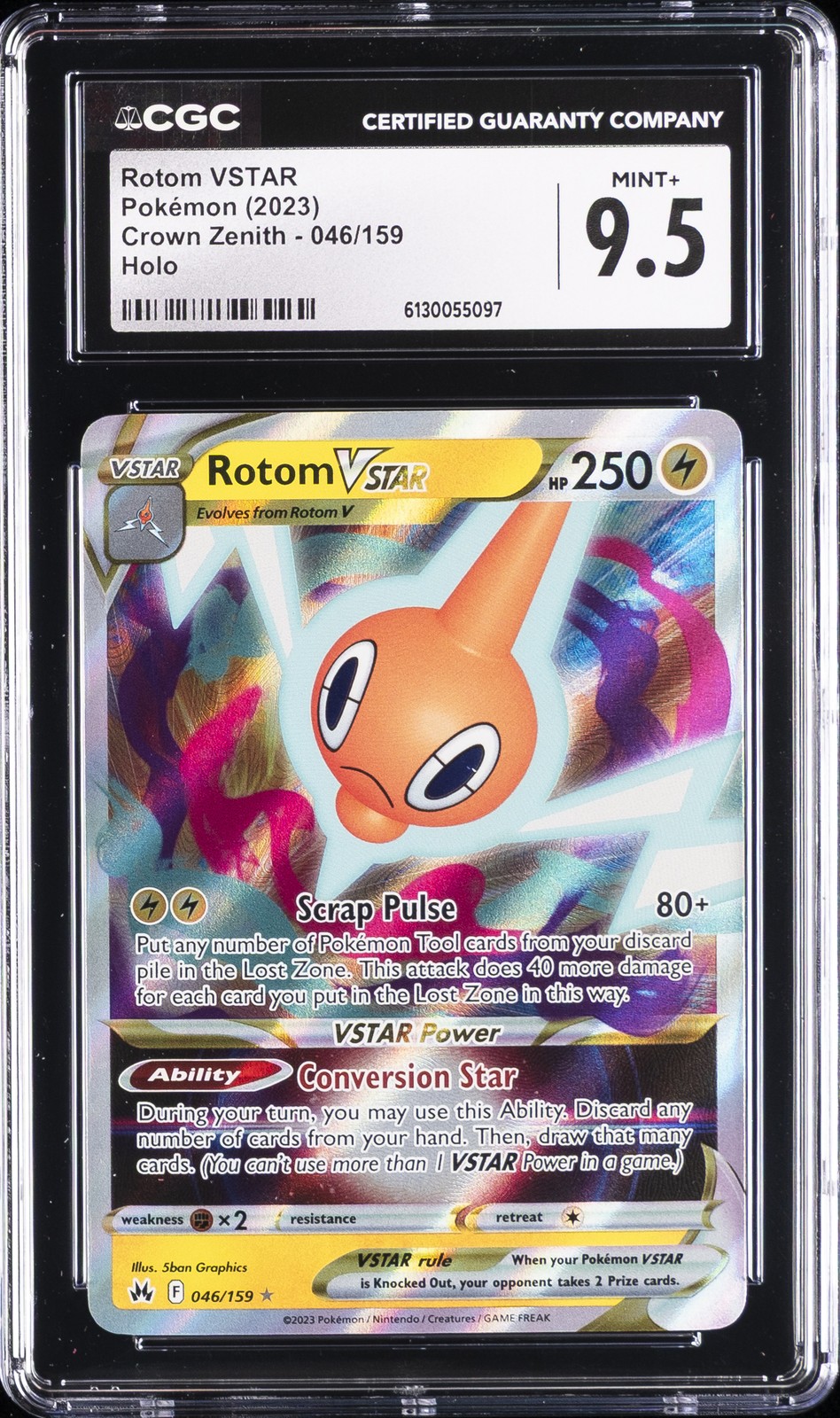 2023 POKEMON CROWN ZENITH HOLO #046 ROTOM VSTAR CGC 9.5