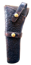 BRAUER BROTHERS HAND-TOOLED WESTERN LEATHER HOLSTER COLT/RUGER REVOLVERS 6.5" LH