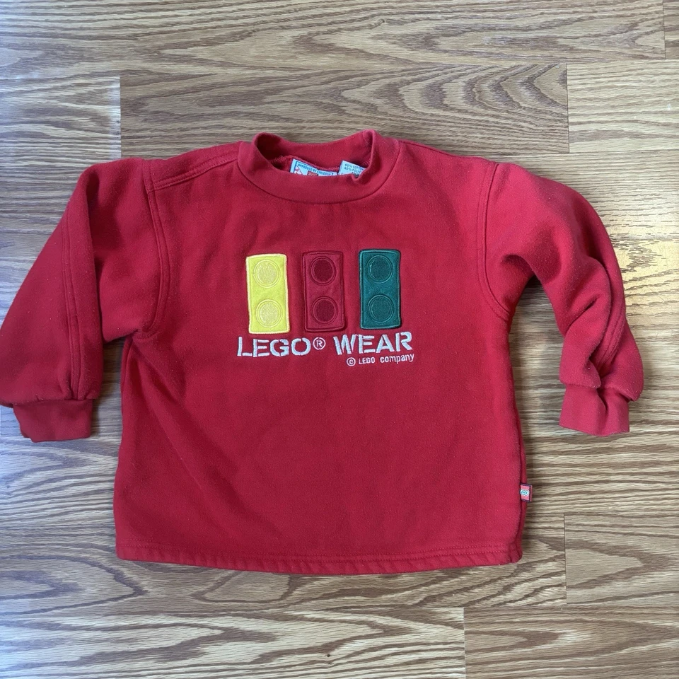 RAR Vintage LEGO WEAR Kabooki rot Kleinkind Sweatshirt 4T 90er Y2K Unisex Retro 