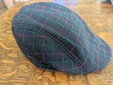 Mens Navy Flat Cap With Colored Accents