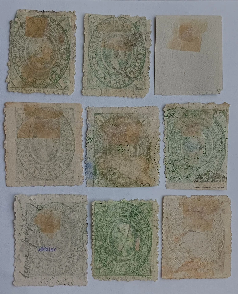 México 1884 colección de 9 sellos usados Scott 150-51-52-53-55-57-58-60-72 Foto 2 de 2