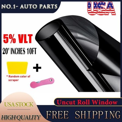 20'' x 10ft Uncut Roll Window Tint Film UV Block 5% VLT For Car Home Office Glass