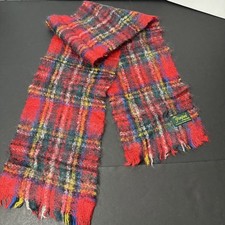 VTG Foxford Irish Wool Scarf Red Plaid Christmas Tartan Made in Ireland Heritage