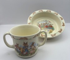 BUNNYKINS Royal Doulton Golden Jubilee Celebration 1984 China Baby Bowl, Mug VTG