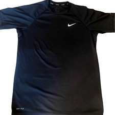 Nike Mens Swim Dri-FIT Rash Guard Short Sleeve Sun Shirt Black Size M