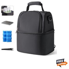 Breastmilk Cooler Bag with 2 Ice Pack, Breast Pump Bag with Cooler Fits 6 Bot...