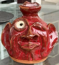 Signed & Dated Steve Turpin Small “Winkie” Face Jug, Homer GA, 10-20-2003