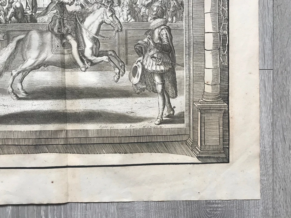 Pluvinel - Crispijn de Passe II (1597-1670) - Kupferstich Reitsport 1668 Fig. 42 - Bild 4 von 4