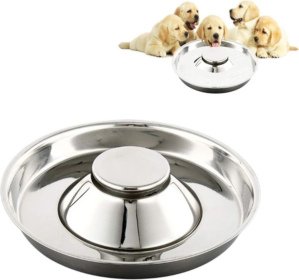 Futternapf Edelstahl Metall FüR Welpen Wassernapf 2-In-1 FüR Mehrere Hunde-image