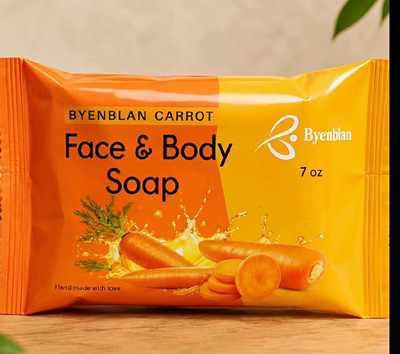 Byenblan Handmade 3x Carrot Face & Body Soap Bar 7oz, Men/Women, All Skin Types