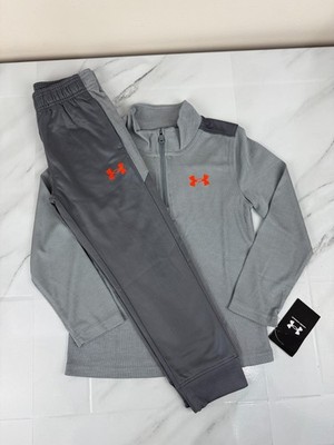 Jungen Under Armour Tech Twist 1/4 Zip Trainingsanzug Kinder 4-5 Jahre grau/orange