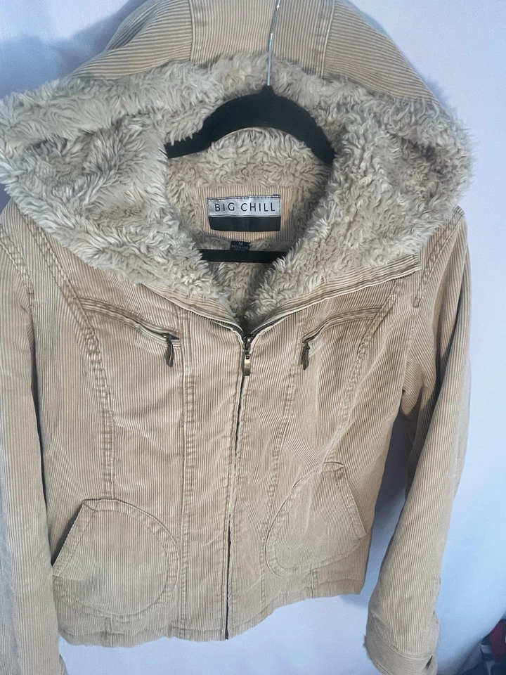 Chaqueta Big Chill Marrón Pana Y2K Piel Sintética Mujer Talla Mediana Preppy De Colección Foto 4 de 4