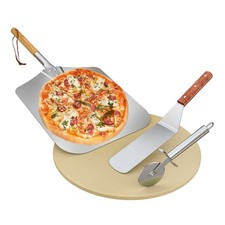 Onlyfire Round Pizza Stone Set for Oven and Grill, Kit, Gray 