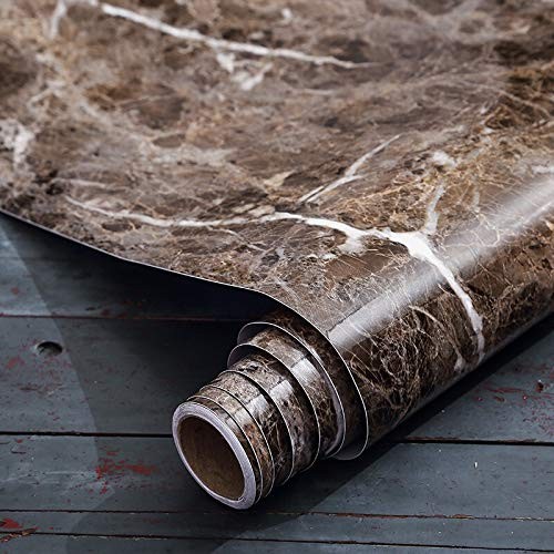 Brown Marble Contact Paper for Countertops Waterproof Marble Wallpaper Peel a...