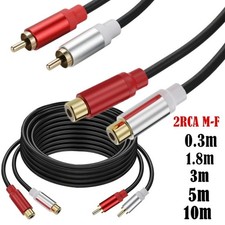 RCA Extension Cable Gold Plated Copper 2 RCA Male to Female Stereo Cable Cord