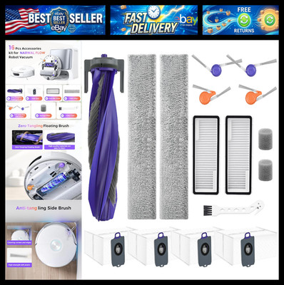 16-Piece Robot Vacuum Accessories Kit - Zero-Tangle Brush, Dust Bags, Filters &