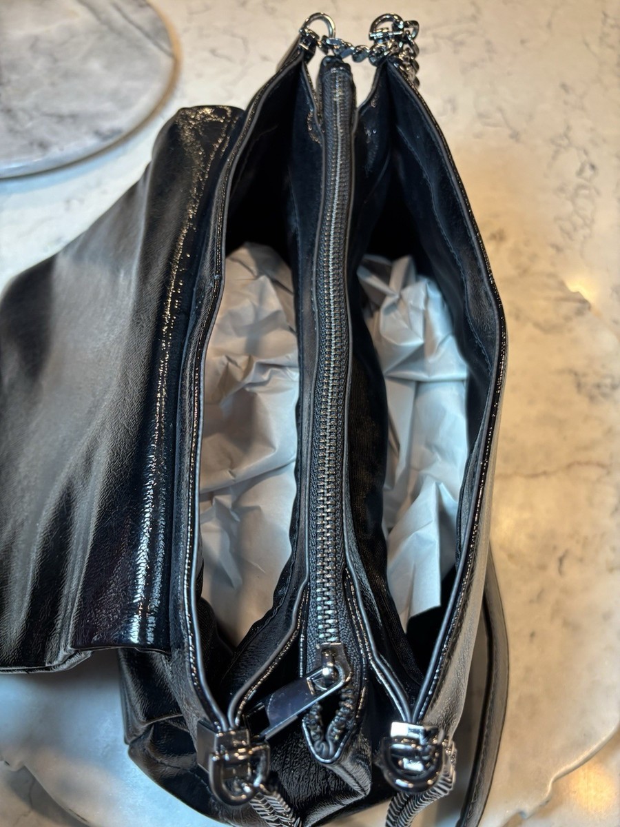 House of Harlow 1960 Black Chain-Trim Backpack House of Harlow 1960 Black Chain Shoulder Bag Silver Strap  main image 3