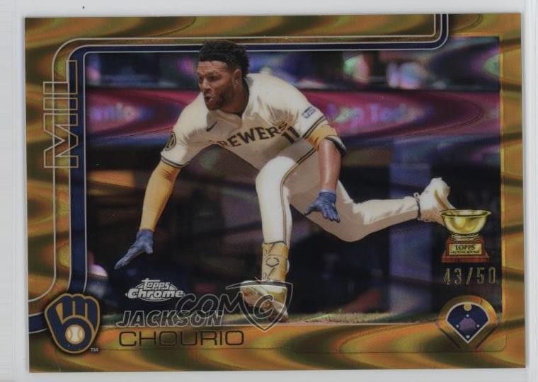 2025 Topps Chrome Gold RayWave Refractor 43/50 Jackson Chourio #262 08ht