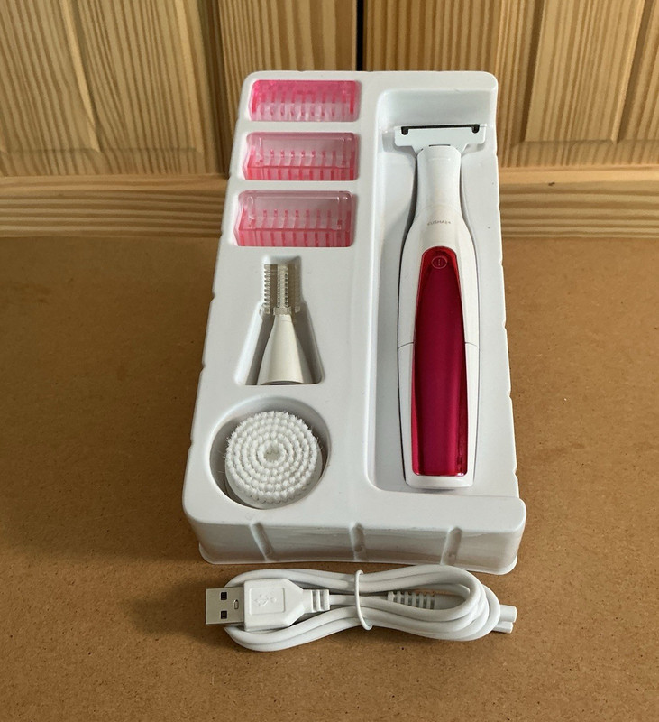 KUSHAE Women’s 3-in-1 Waterproof USB Rechargeable Foil Shaver White/Pink