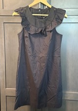 J. Crew Women's Ruffle Neck Sleeveless 100% Cotton Dress Black Size 4 New NWT