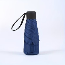 Mini Folding Umbrella w/UPF Shield Protective Zipper Case-Manual Open/Close