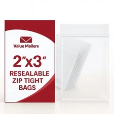 1000 2x3 Clear Plastic Zipper Poly Locking Reclosable Bags 2 MiL