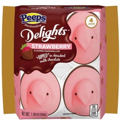 Peeps Delights Marshmallow Chicks Milk Chocolate Dipped Strawberry 4 Pack 56g