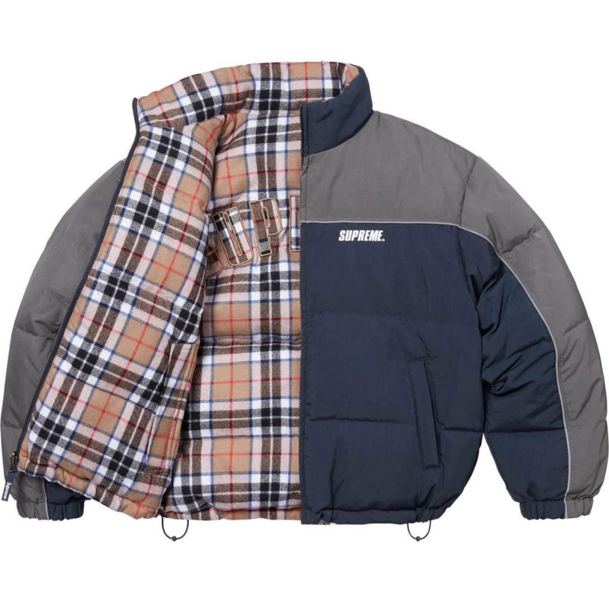 XL Supreme Reversible Puffer Jacket Navy Black | eBay
