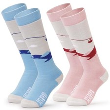 Ski Socks, Snowboarding Socks for Boys  Girls, Small A -Pink Gray sky Blue