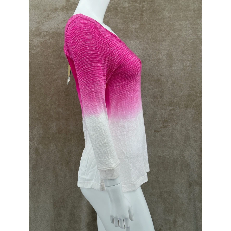 Top Zobha Mujer Pequeño Fucsia Rosa Tinte Ombre Color Bloque Tejido Recortado Verano Foto 4 de 4