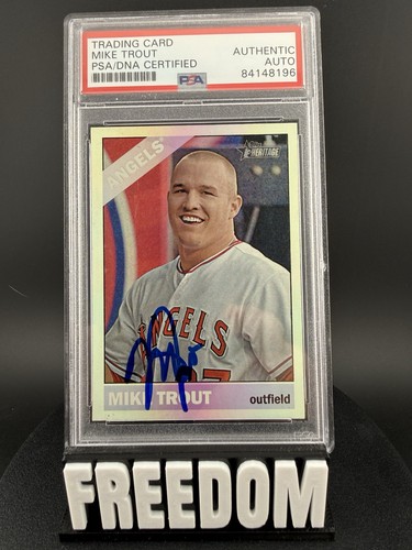Topps Heritage 2015 Mike Trout Angels Chrome Auto THC-500 PSA 84148196