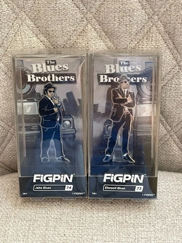 RARE SET OF 2 BLUES BROTHERS FIGPIN PINS ELWOOD BLUES #73 & JAKE BLUES #74