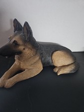 Vtg Sandicast 1984 Large Laying German Shepherd Figurine Sandra Brue 10"L x 6"H