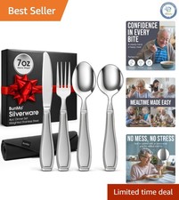 Adaptive Weighted Utensils Set - 4-Piece Silverware for Parkinson's Patients