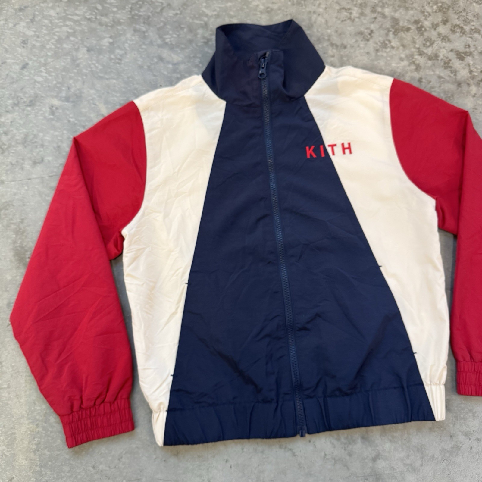 Kith Kids Color Block Track Jacket Multicolor Full Zip Nylon Youth Boys Size 12
