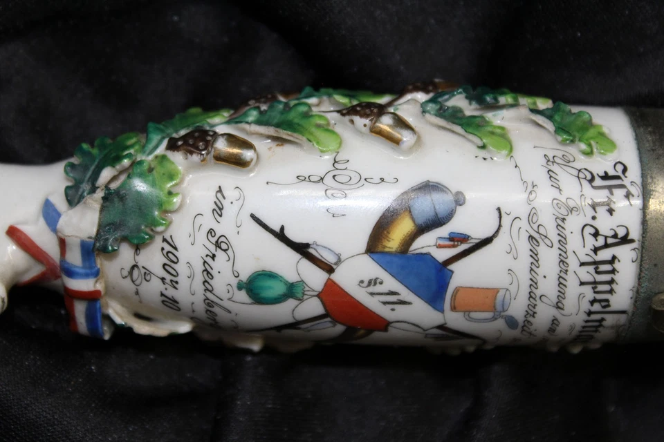 schöne alte Porzellankopf Pfeife Studentika Friedberg Hessen 1907 - Bild 3 von 4