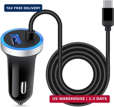 USB C Car Charger, 3.4A Fast Charging Car Adapter 3ft Type C Cable for Samsung G