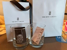 2 Ritz-Carlton Naples Florida Rocks Whiskey Water Glasses 13oz Tumbler Gift Set